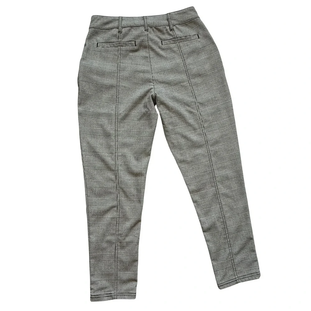 Free‎ People High Rise Grey Trousers Pants Size 10 Glen Plaid Belted Slim Preppy